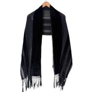 Lauren Ralph Lauren Velvet Burnout Silk Blend Scarf Fringed Bohemian Whimsigoth